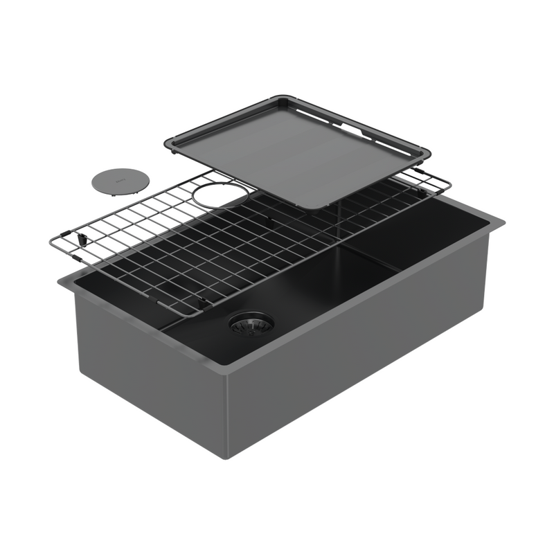 Abey Piazza Large Topmount/Undermount Single Bowl Sink - Black Pearl