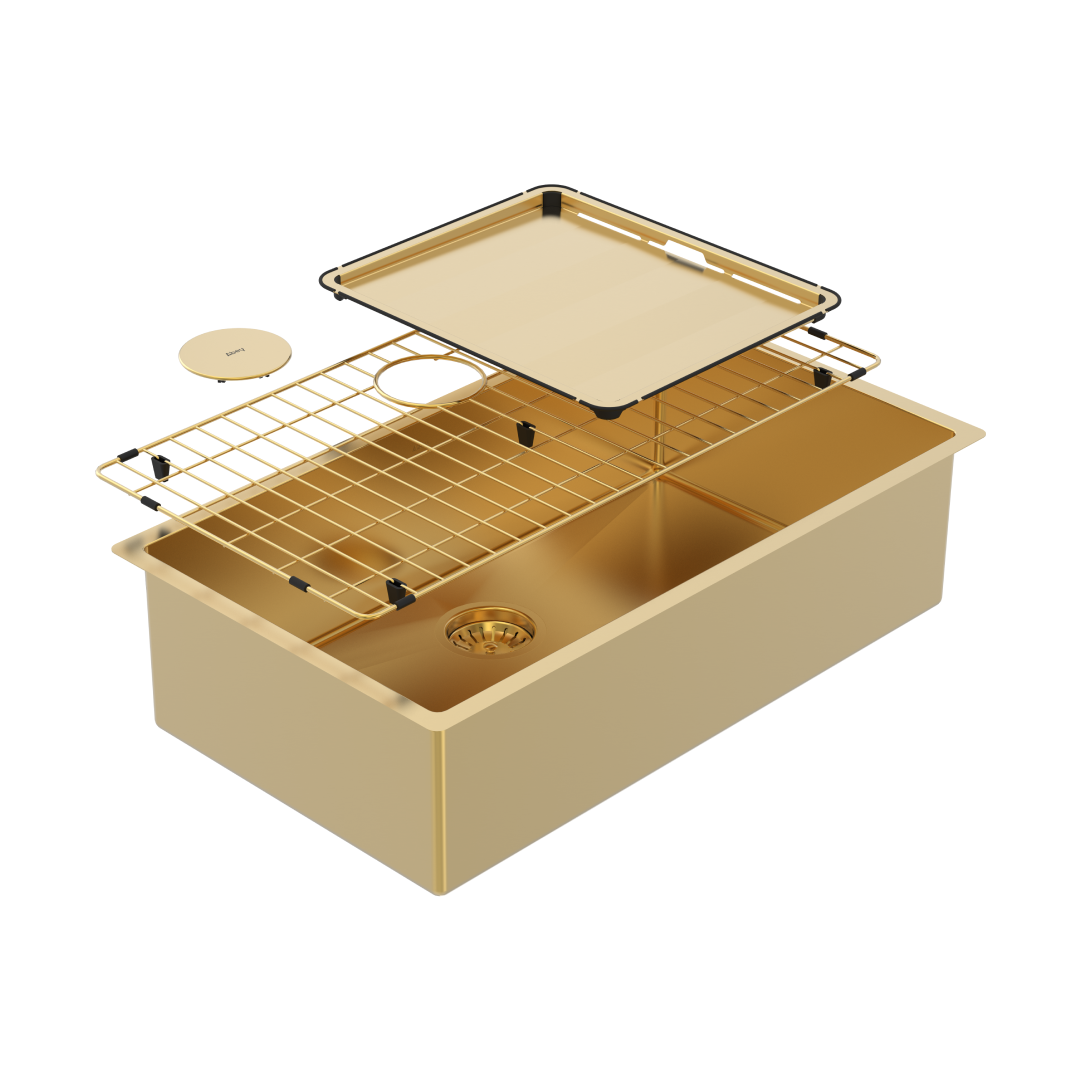 Abey Piazza Large Topmount/Undermount Single Bowl Sink - Eureka Gold - CR720G