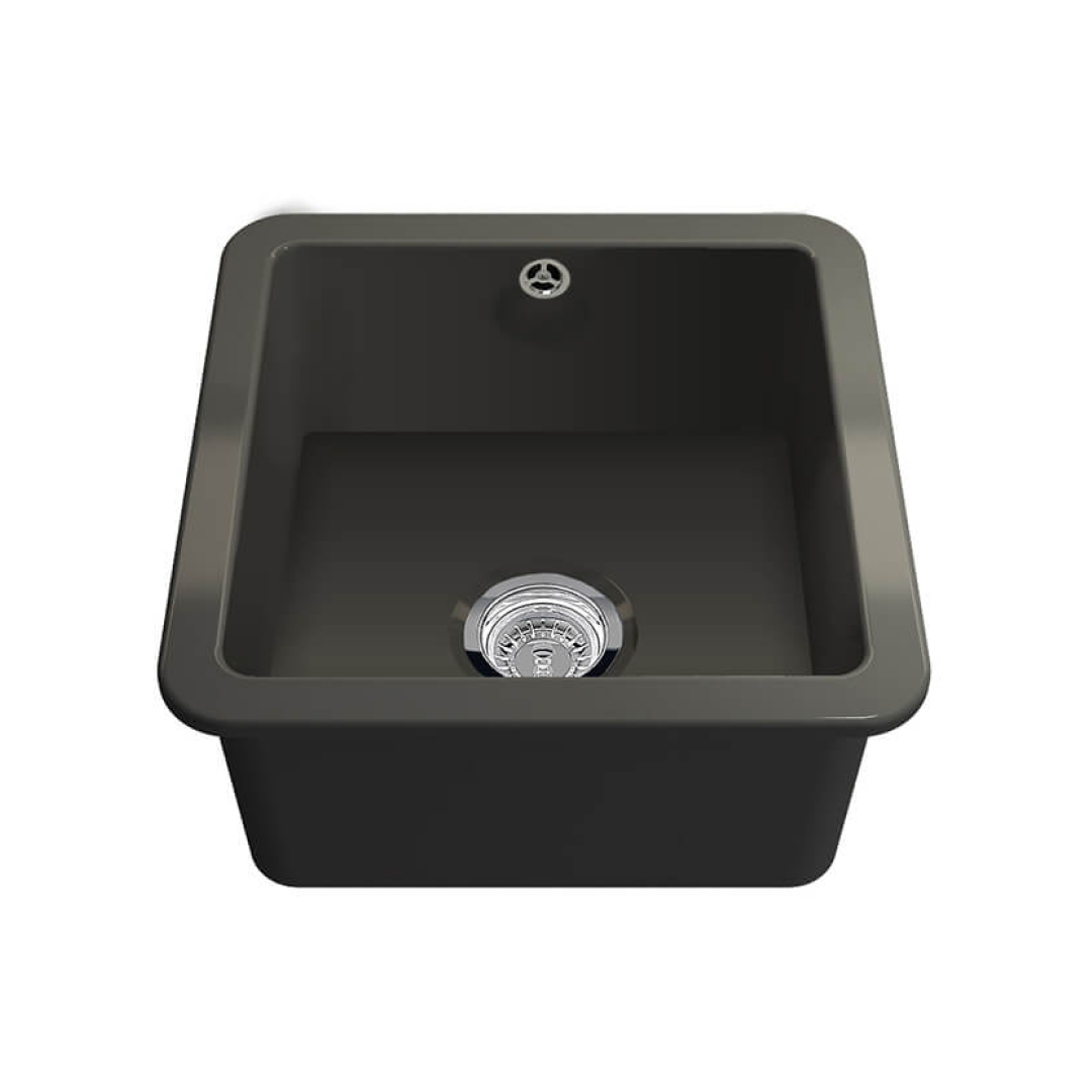 Turner Hastings Cuisine 46 Inset or Undermount Fireclay Sink with Overflow - Matte Black CU46FS-MB-OF