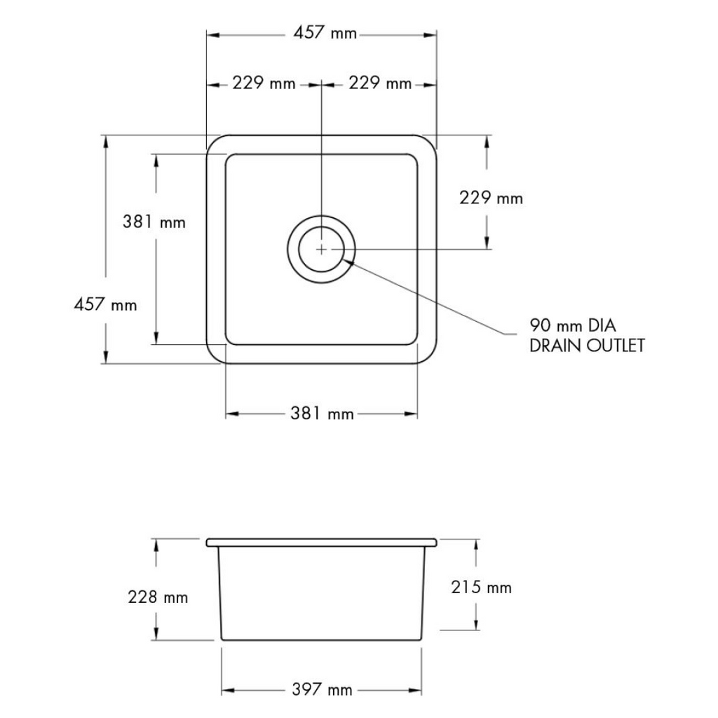 Turner Hastings Cuisine 46 Inset or Undermount Fireclay Sink - Matte White CU463FS-MW