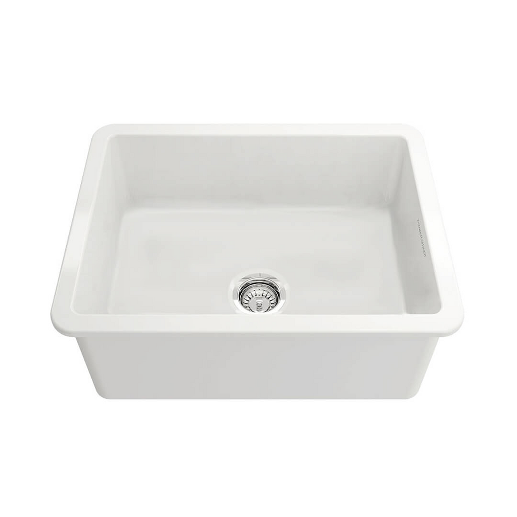 Turner Hastings Cuisine 60 x 46 Inset / Undermount Fine Fireclay Sink with Overflow - Gloss White - CU60FS-OF