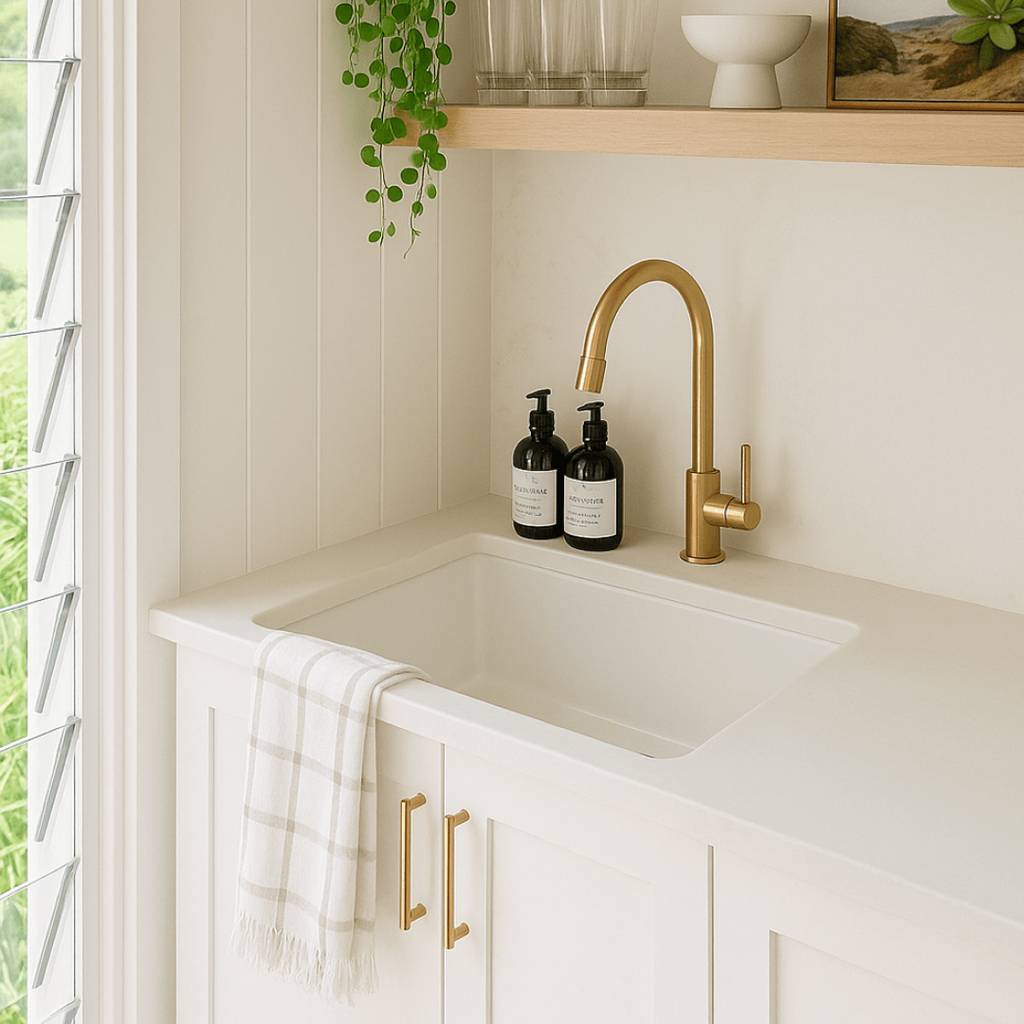 Turner Hastings Cuisine 60 x 46 Inset / Undermount Fine Fireclay Sink with Overflow - Gloss White - CU60FS-OF