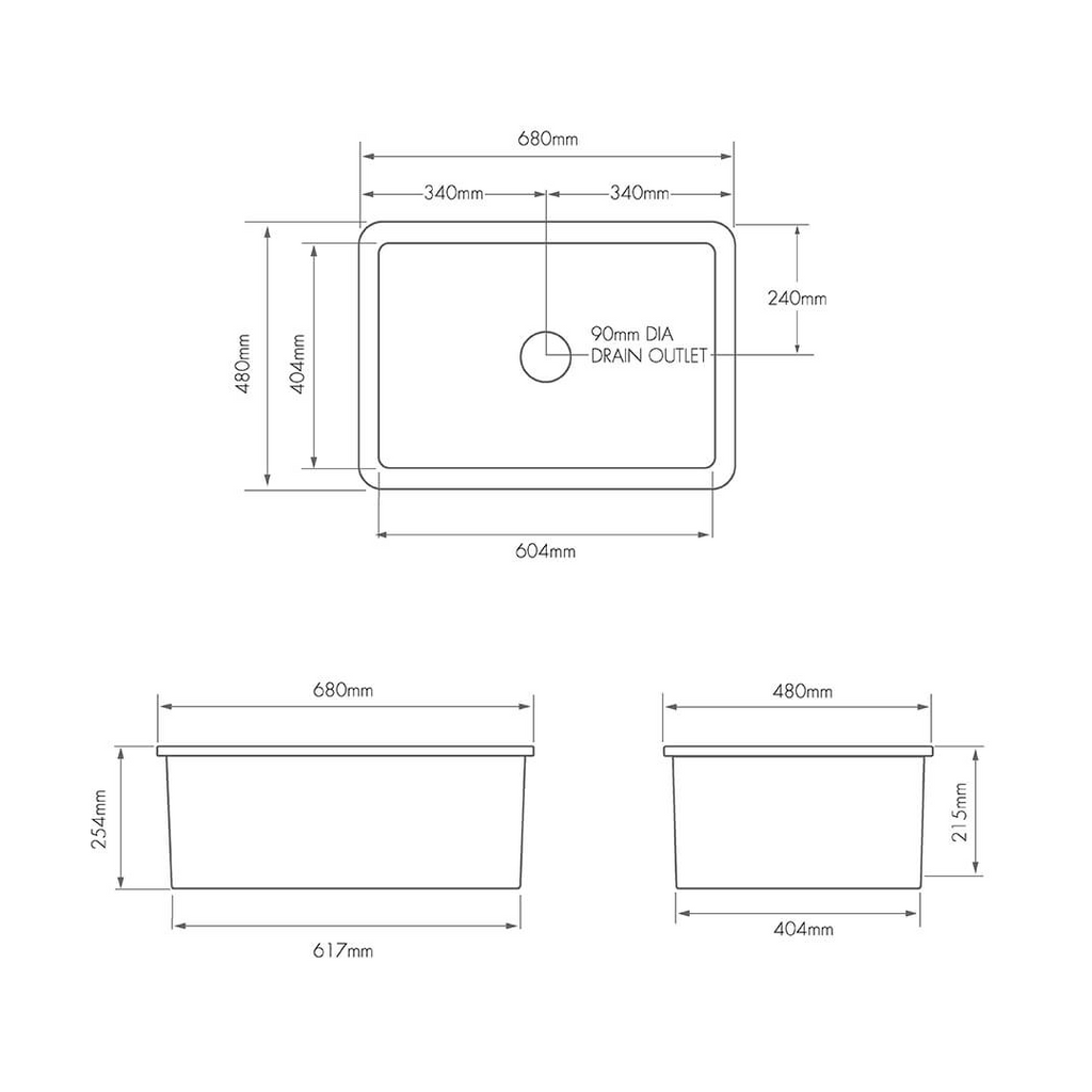 Turner Hastings Cuisine 68 x 48 Inset or Undermount Fireclay Sink - Matte White CU683FS-MW