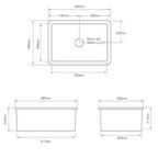 Turner Hastings Cuisine 68 x 48 Inset or Undermount Fireclay Sink with Overflow - Matte Black CU68FS-MB-OF