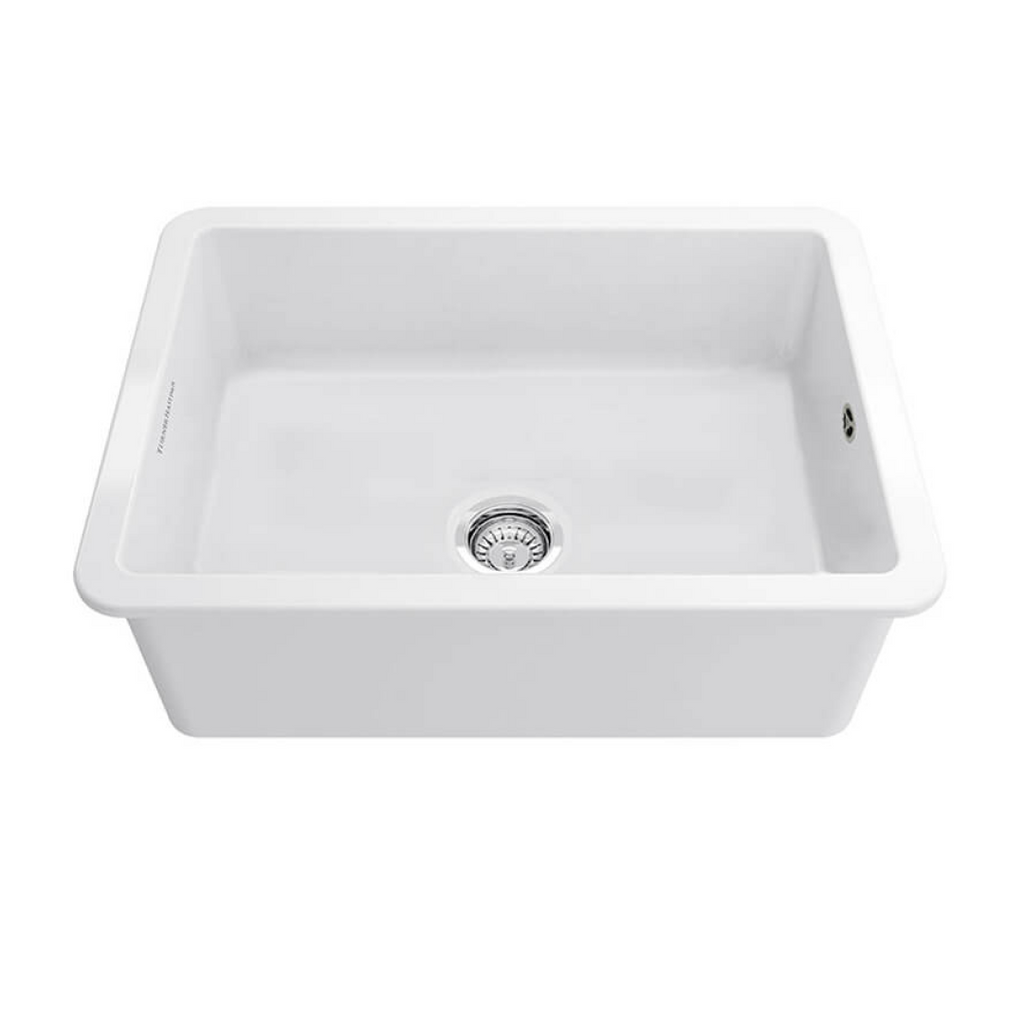 Turner Hastings 68 x 48 Inset or Undermount Fireclay Sink with Overflow - Gloss White CU68FS-OF