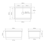 Turner Hastings 68 x 48 Inset or Undermount Fireclay Sink with Overflow - Gloss White CU68FS-OF