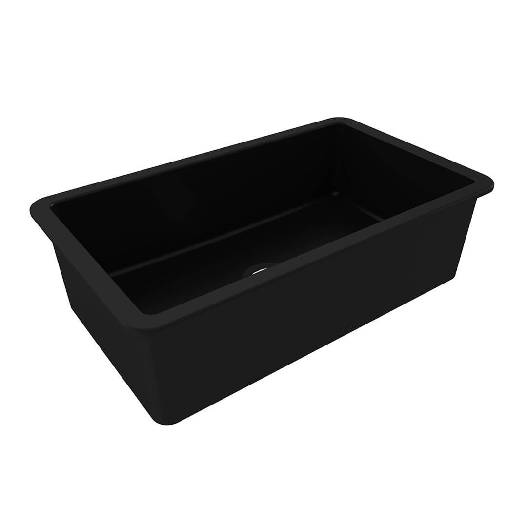 Turner Hastings Cuisine 81 x 48 Inset or Undermount Fireclay Sink with Overflow - Matte Black CU81FS-MB