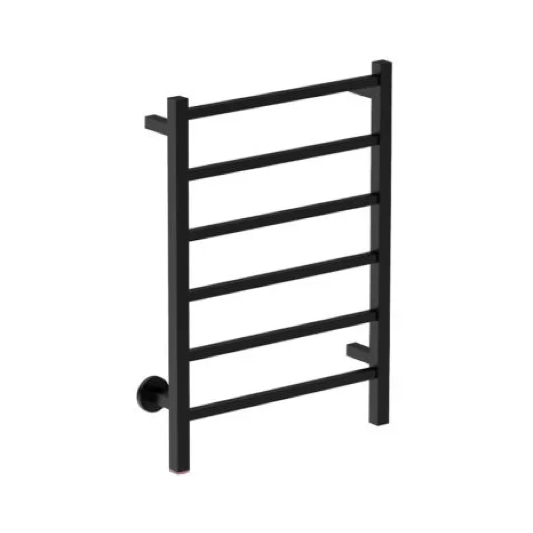 Bathroom Butler Cubic 6 Bar 530mm Straight Heated Towel Rail with PTSelect Switch - Matte Black - CUB06221-PTS-MBLK