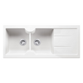 Turner Hastings Cuisine 116 x 50 Double Bowl Fireclay Sink with Drainer - Gloss White CUD116FS-NTH