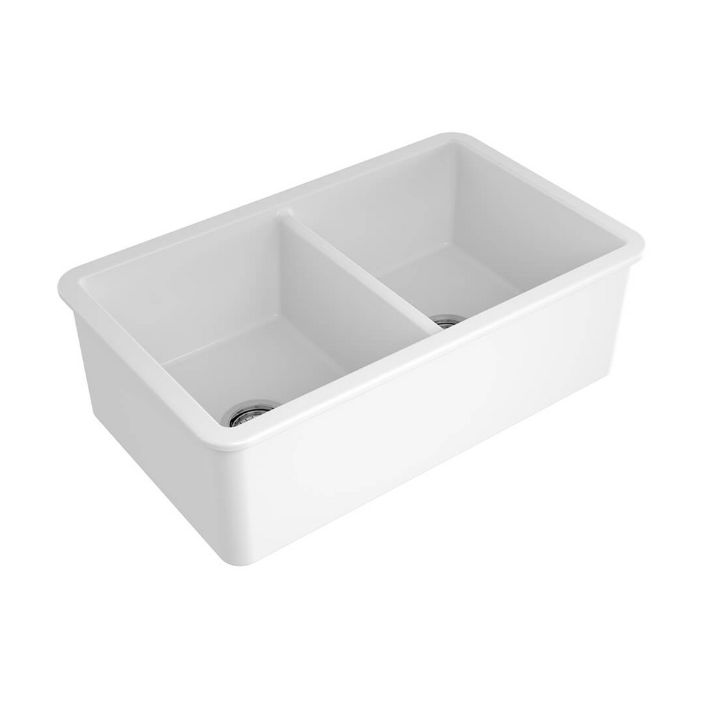 Turner Hastings Cuisine 85 x 46 Double Bowl Inset or Undermount Fireclay Sink - Matte White CUD853FS-MW