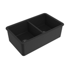 Turner Hastings Cuisine 85 x 46 Double Bowl Inset or Undermount Fireclay Sink - Matte Black CUD85FS-MB