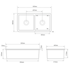 Turner Hastings Cuisine 85 x 46 Double Bowl Inset or Undermount Fireclay Sink - Matte Black CUD85FS-MB