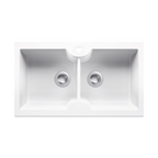 Turner Hastings Cuisine 86 x 50 Fireclay Double Bowl Sink 1TH - Gloss White - CUD86FS
