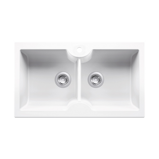 Turner Hastings Cuisine 86 x 50 Fireclay Double Bowl Sink 1TH - Gloss White - CUD86FS