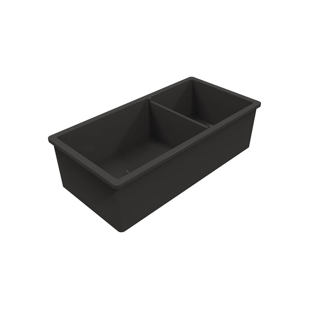 Turner Hastings Cuisine 1 & 1/2 Bowl Inset/Undermount Fine Fireclay Sink with Overflow - Matte Black - CUD93FS-MB-OF