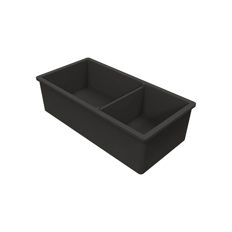 Turner Hastings Cuisine 1 & 1/2 Bowl Inset/Undermount Fine Fireclay Sink No Overflow - Matte Black