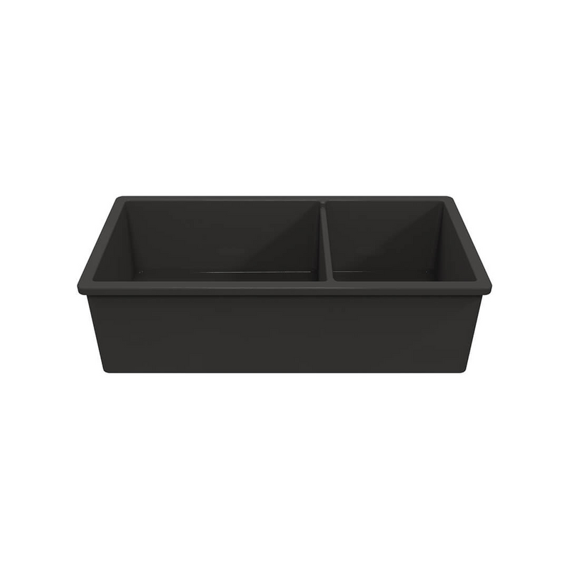 Turner Hastings Cuisine 1 & 1/2 Bowl Inset/Undermount Fine Fireclay Sink No Overflow - Matte Black
