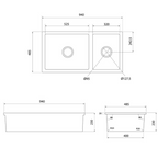 Turner Hastings Cuisine 1 & 1/2 Bowl Inset/Undermount Fine Fireclay Sink with Overflow - Matte Black - CUD93FS-MB-OF