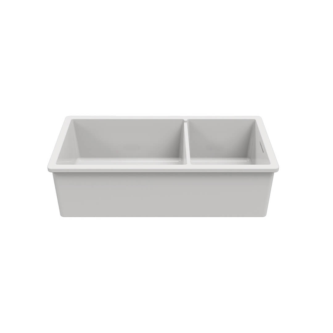 Turner Hastings Cuisine 1 & 1/2 Bowl Inset/Undermount Fine Fireclay Sink Includes Overflow - Gloss White - CUD93FS-OF
