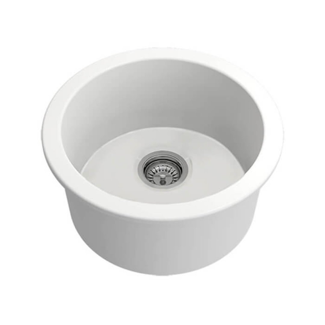 Turner Hastings Cuisine Round 47 Inset or Undermount Fireclay Sink - Matte White CUR473FS-MW