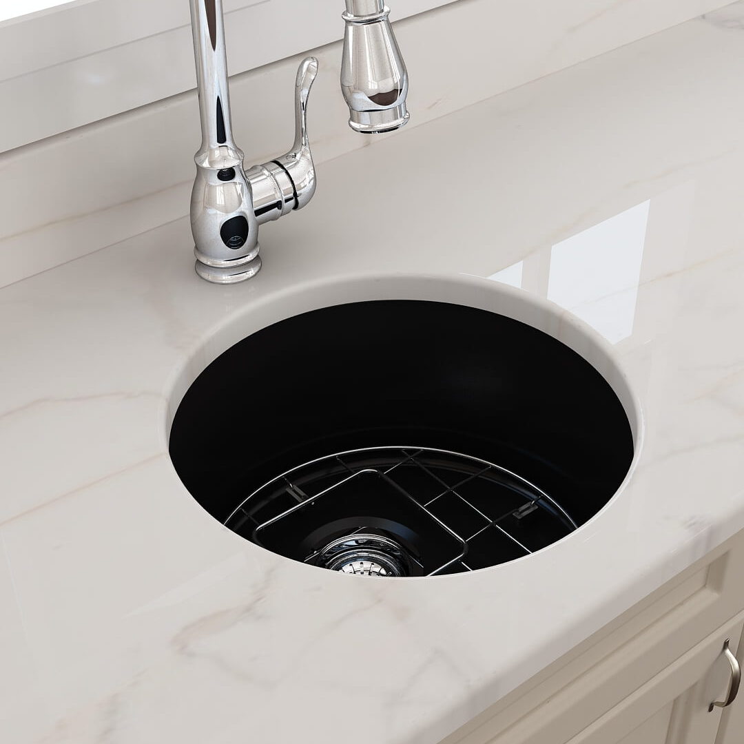 Turner Hastings Cuisine Round 47 Inset or Undermount Fireclay Sink - CUR47FS-MB