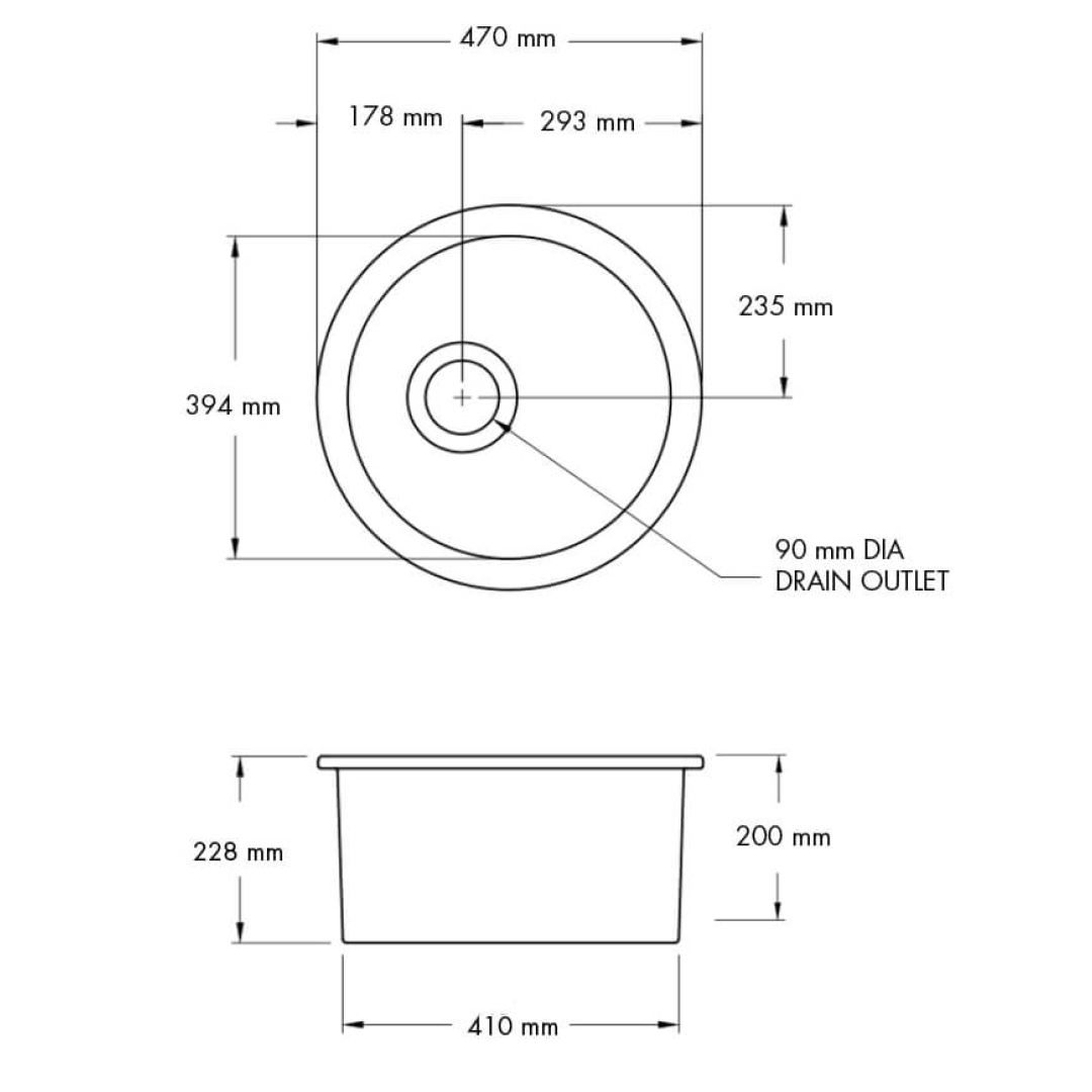 Turner Hastings Cuisine Round 47 Inset or Undermount Fireclay Sink - CUR47FS-MB