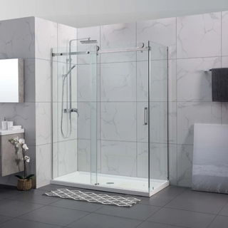 Covey 910-950 Wall to Wall Shower Screen with Round Handle - Chrome CVP031W2W910T950-CH