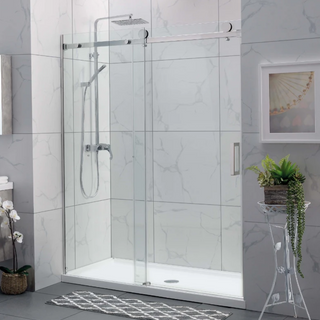 Covey 870-890 Wall to Wall Shower Screen with Round Handle - Chrome CVP031W2W870T890-CH