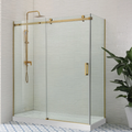 Covey 910-950 Wall to Wall Shower Screen with Round Handle - Light Gold CVP031W2W910T950-LG