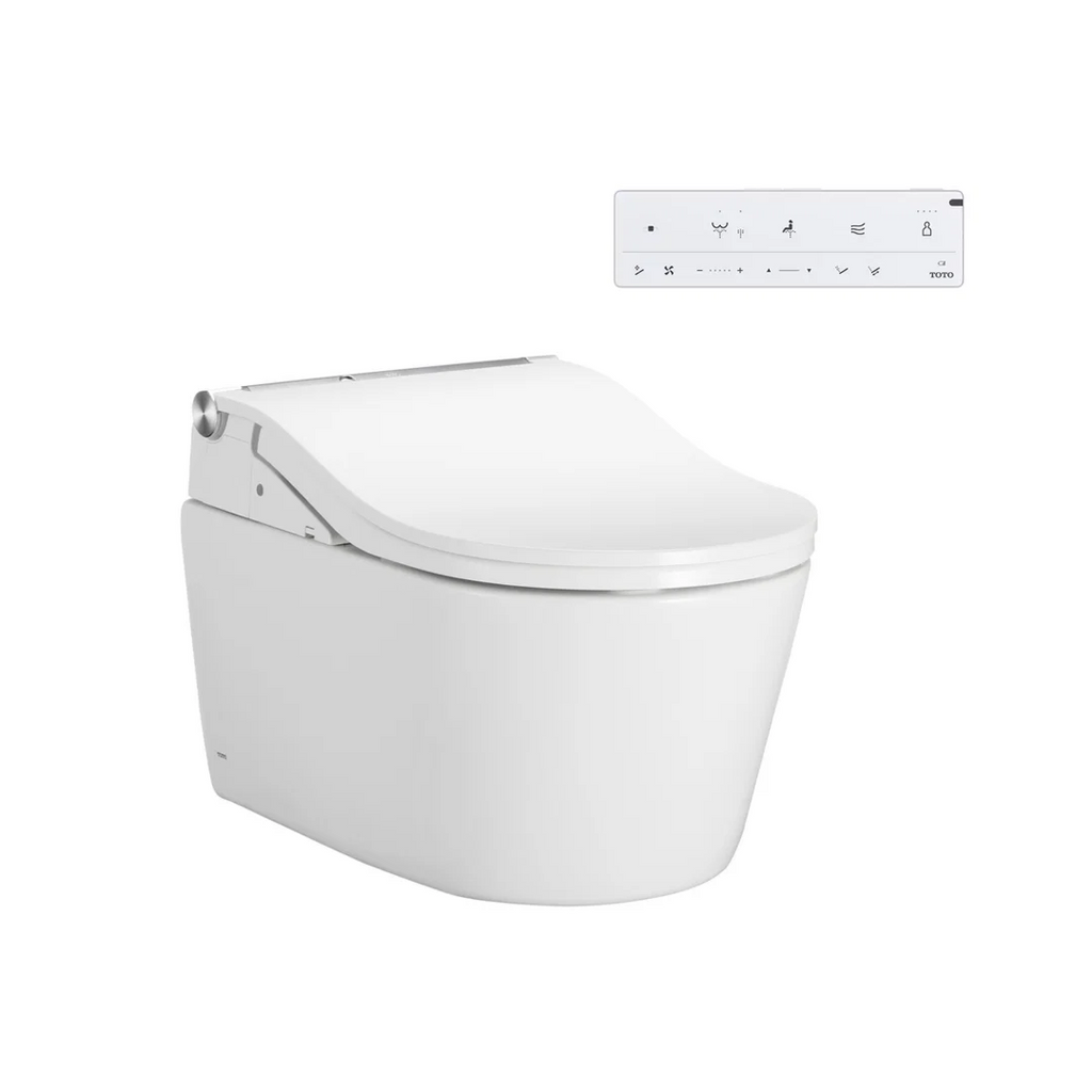 TOTO D-Shape Wall Hung Smart Toilet Package with RW Washlet - CW542EME5AUNW1 + TCF802E2AT#NW1 + WH172AUAT + MB171M#SS