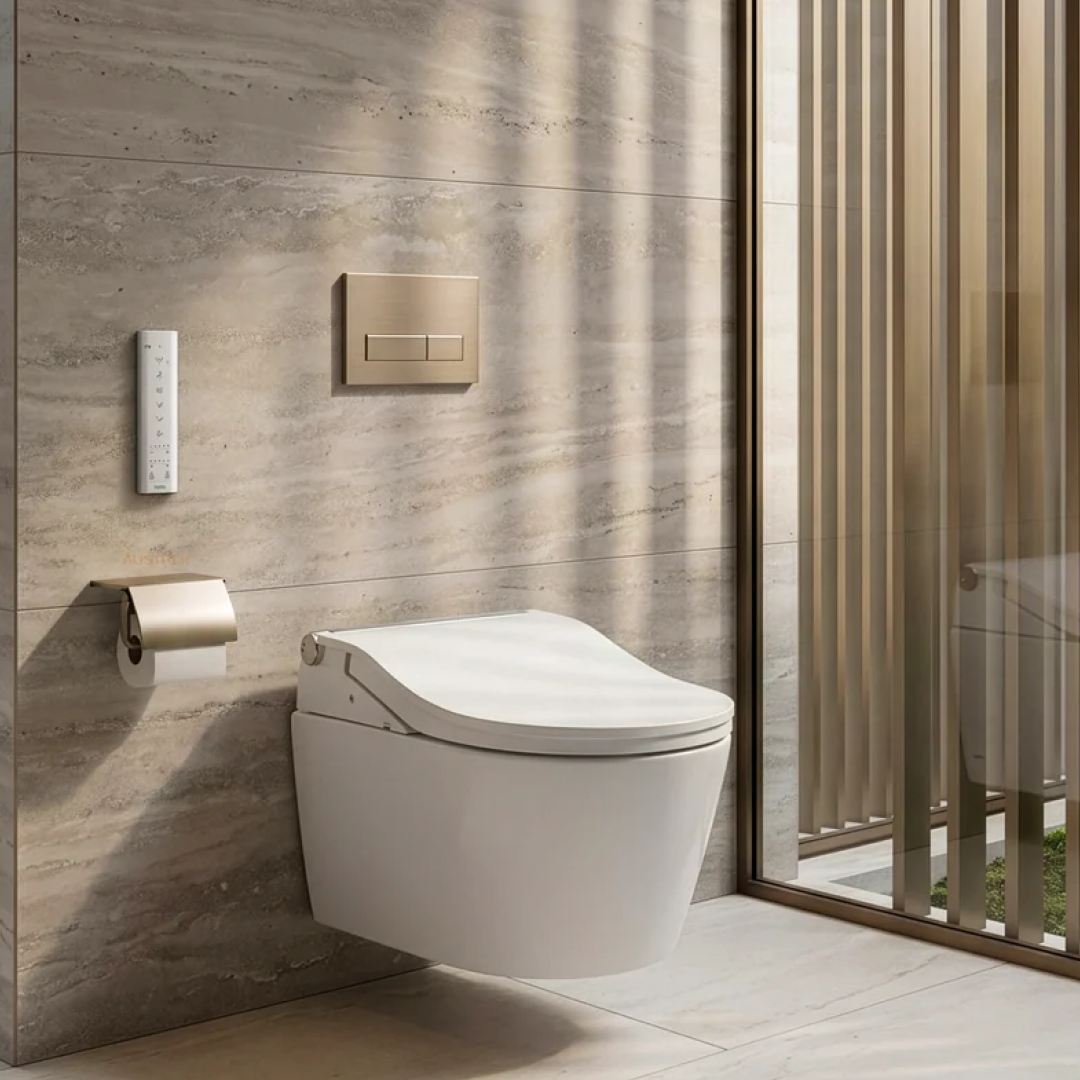 TOTO D-Shape Wall Hung Smart Toilet Package with RW Washlet - CW542EME5AUNW1 + TCF802E2AT#NW1 + WH172AUAT + MB171M#SS