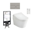 TOTO D-Shape Wall Hung Smart Toilet Package with S5 Washlet - Includes Cistern & Flush Plate - CW553EAT + TCF34470GAU + WH172AUAT + MB175M#SS