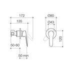 Caroma Opal Bath/Shower H/C Wall Mixer - Brushed Nickel - 99707BN