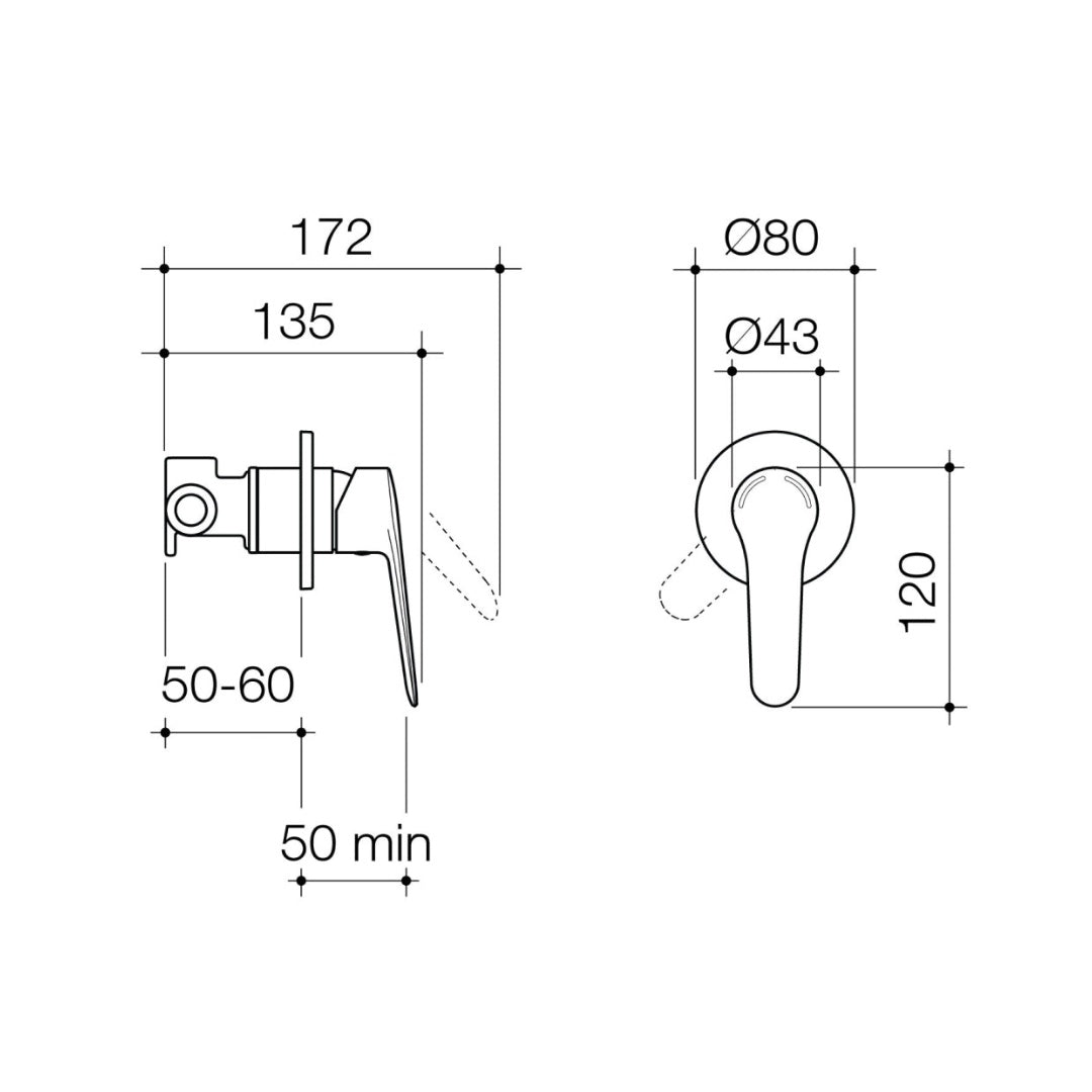 Caroma Opal Bath/Shower H/C Wall Mixer - Brushed Nickel - 99707BN