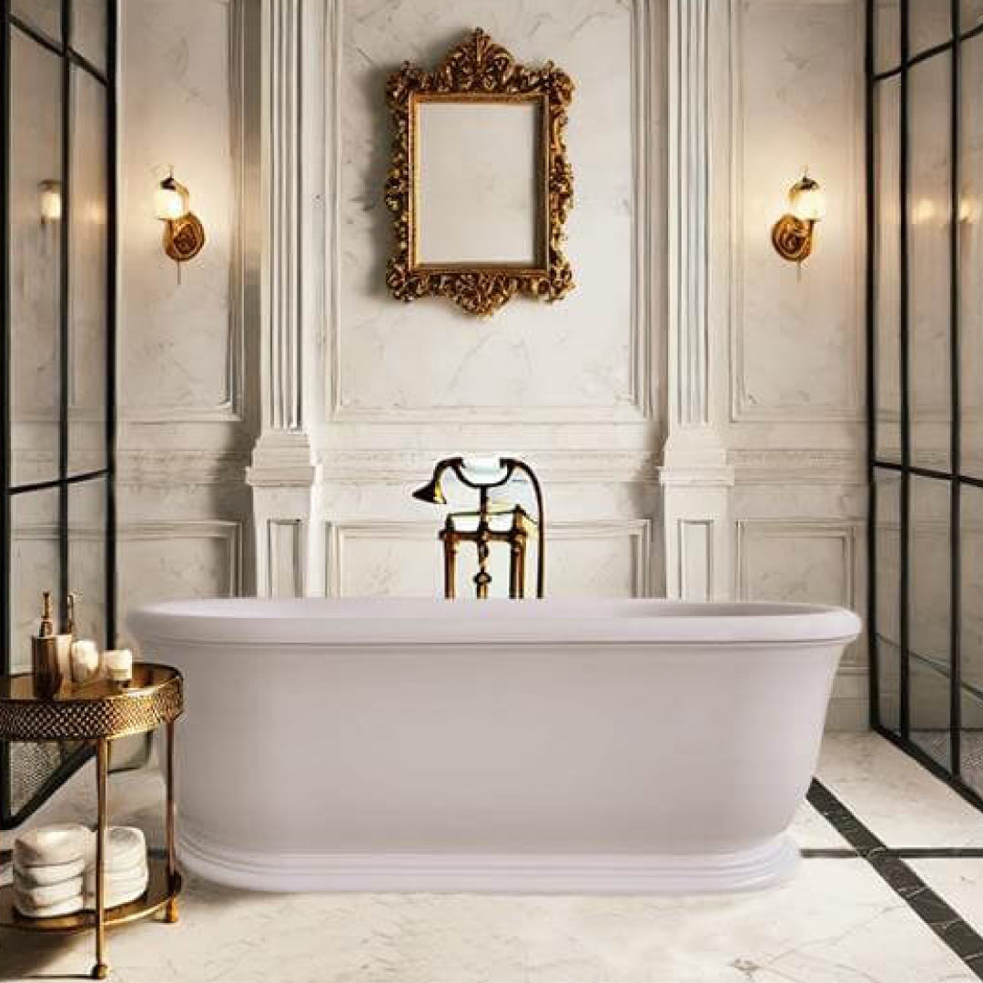 Turner Hastings Camden 1800 TitanCast Solid Surface Freestanding Bath without Overflow - Satin Silk White - CM1800TCB