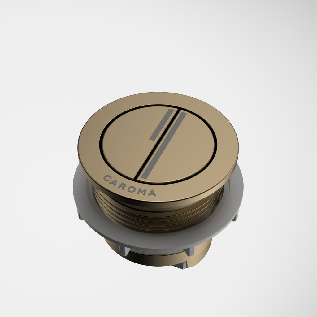 Caroma Luna Dual Flush Round Cistern Flush Button - Brushed Brass - 415028BB