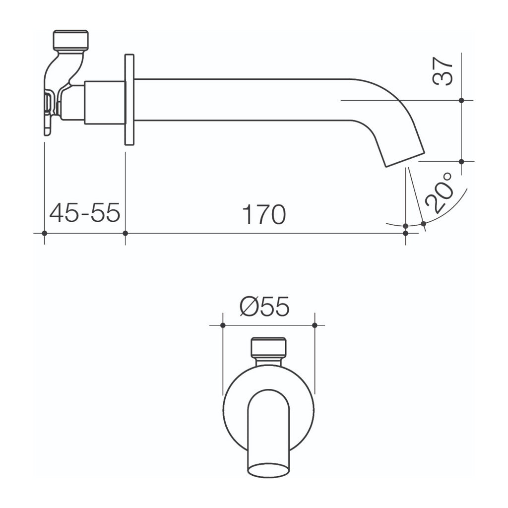 Caroma Elvire 170mm Basin Outlet - Satin Gun Metal - CAEL0030GM6A