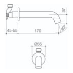 Caroma Elvire 170mm Basin Outlet - Satin Gun Metal - CAEL0030GM6A
