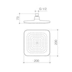 Caroma Luna Overhead Shower Head - Brushed Nickel - 90386BN4E