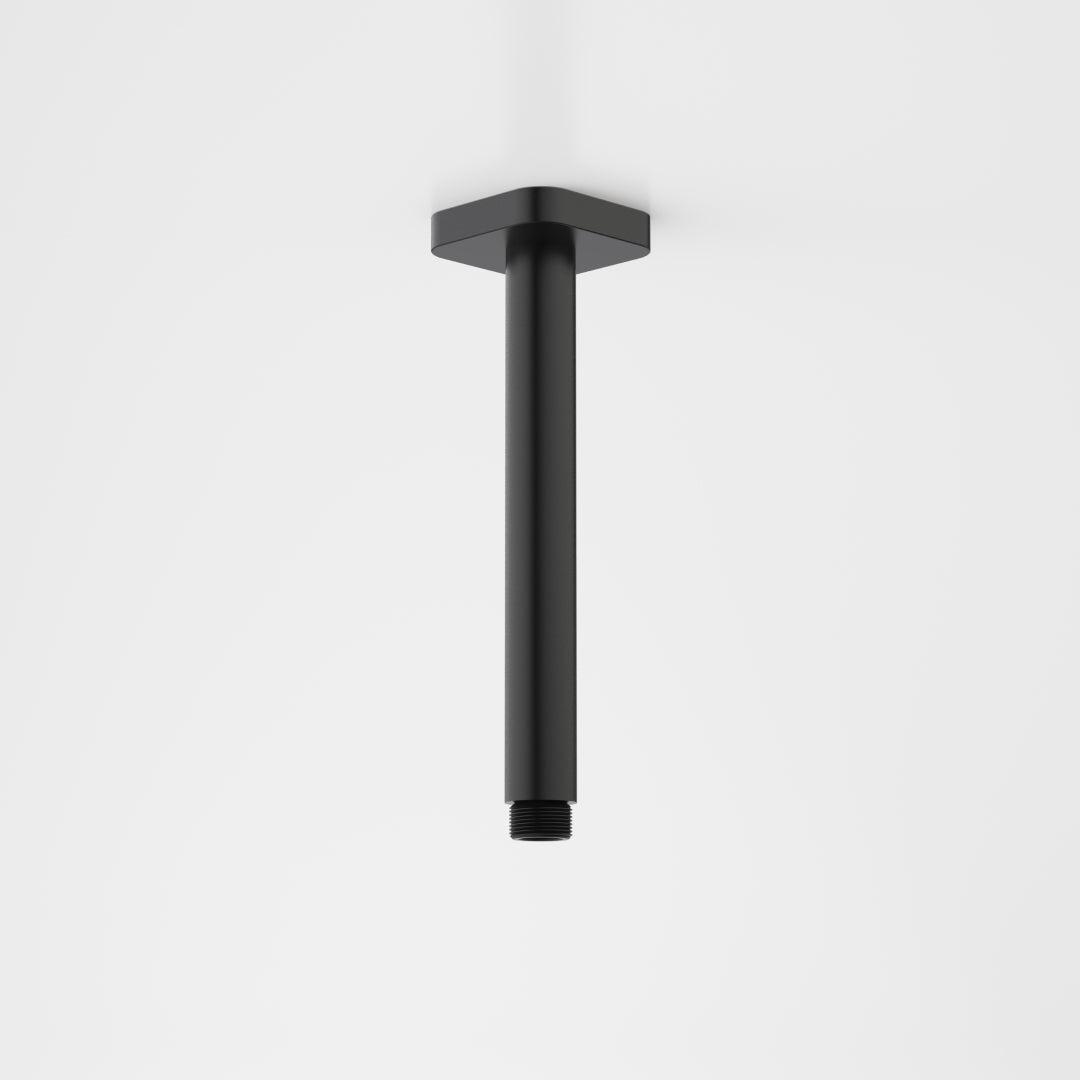 Caroma Luna Straight Arm Square Flange 210mm - Satin Black - 90388BL