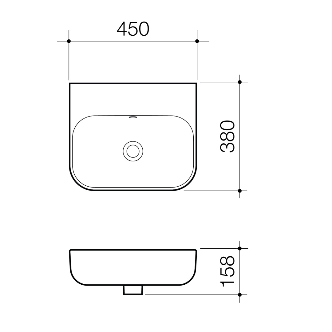 Caroma Luna Wall Hung Basin w/Tap Landing - No Taphole - 874205W