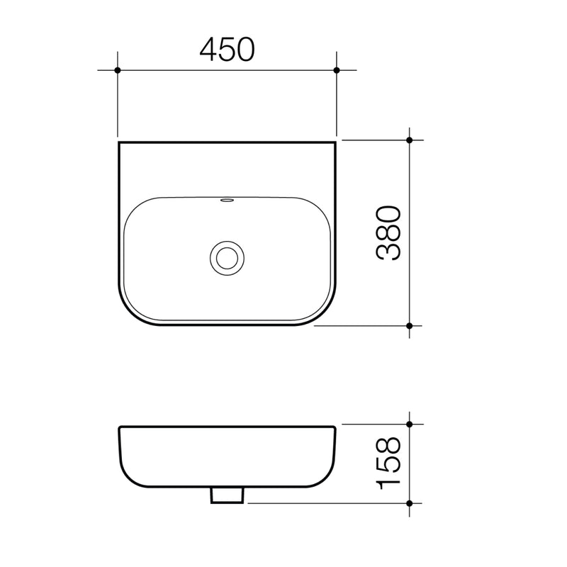 Caroma Luna Wall Hung Basin w/Tap Landing - No Taphole