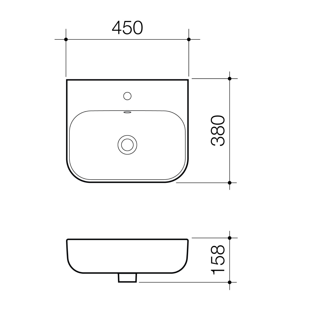 Caroma Luna Wall Hung Basin w/Tap Landing - One Taphole - 874215W