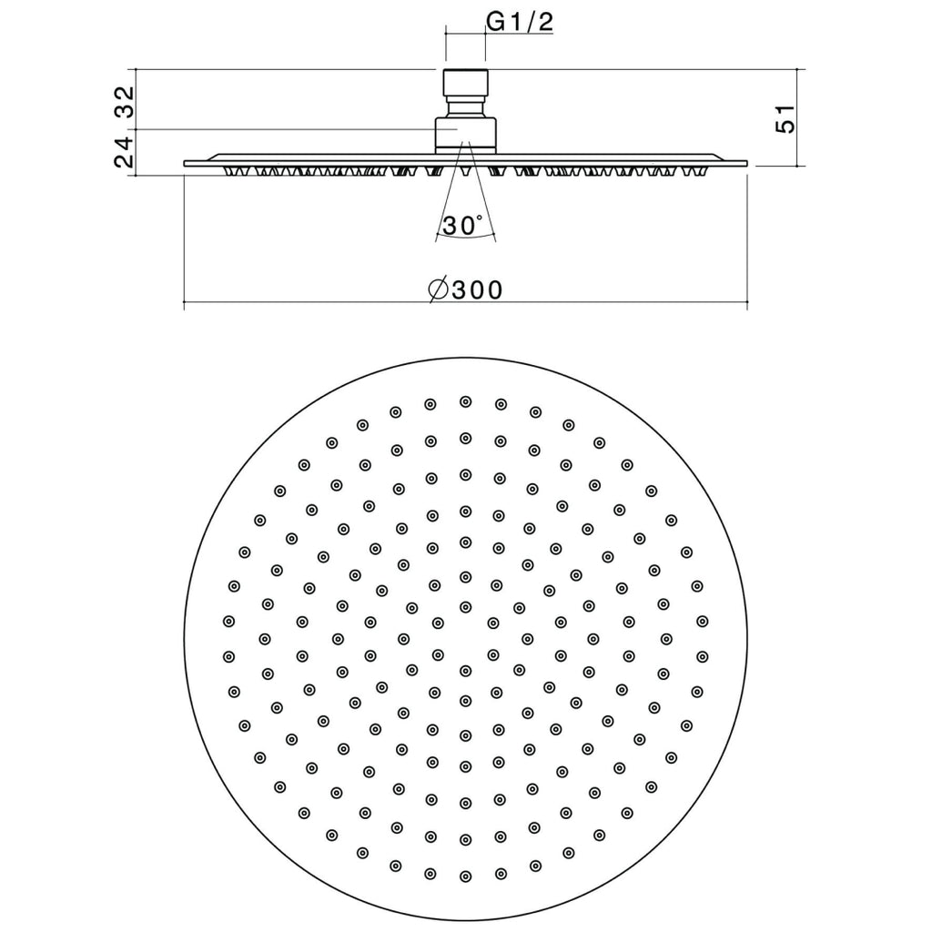 Caroma Titan 304 Stainless Steel Shower 300mm Head - 99018SS3A