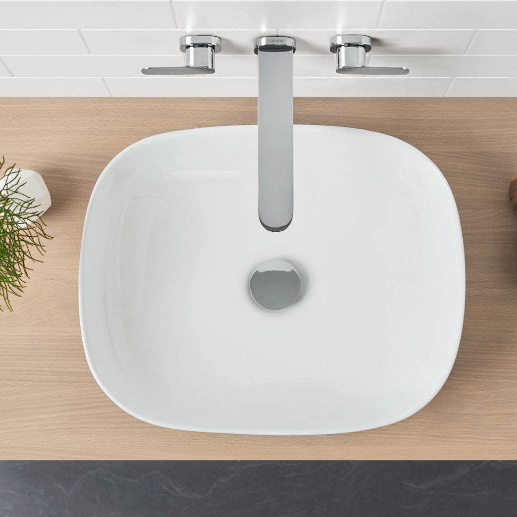 Caroma Tribute 480 Curved Rectangle Above Counter Basin - White - 874900W