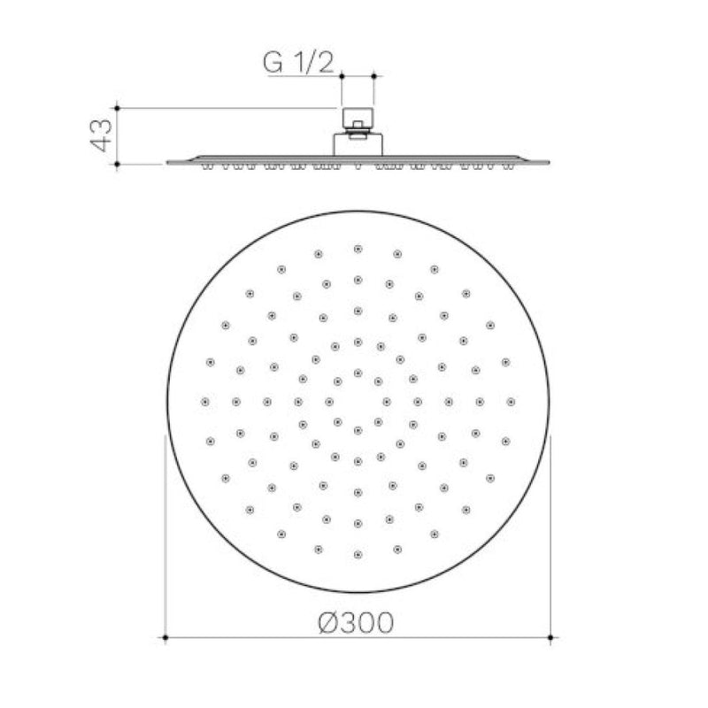 Caroma Urbane II 300mm Round Rain Shower - Matte Black