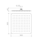 Caroma Urbane II 300mm Square Rain Shower - Brushed Brass - 99655BB3A