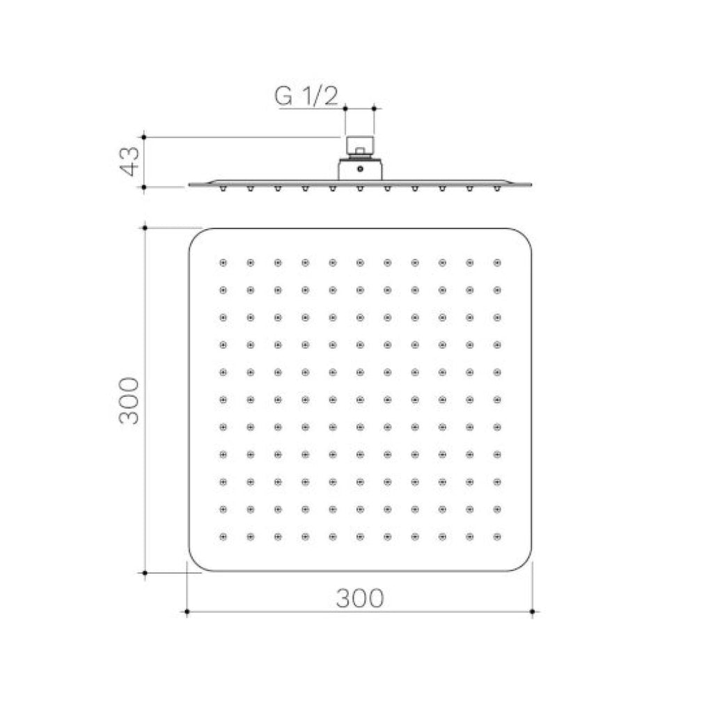 Caroma Urbane II 300mm Square Rain Shower - Matte Black - 99655B3A