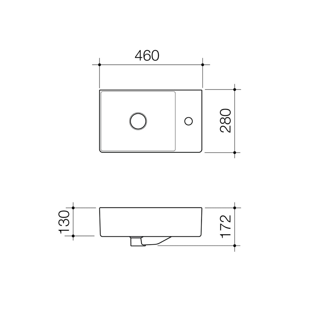 Caroma Urbane II Hand Wall Basin - One Taphole - 879010W