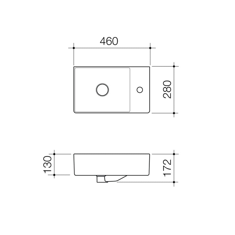Caroma Urbane II Hand Wall Basin - One Taphole